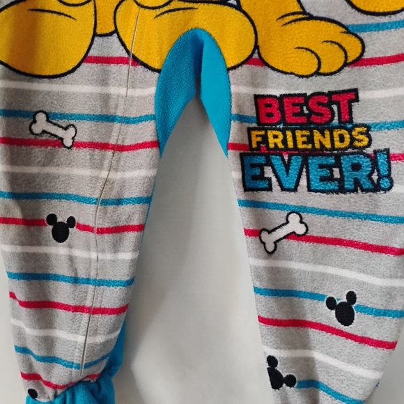Disney Mickey Mouse & Pluto Blue Footie Pajamas Toddlers Comfy Footed Sleeper - Picture 5 of 16
